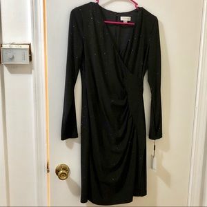 Formal Sparkly Black Calvin Klein V Neck Dress 6